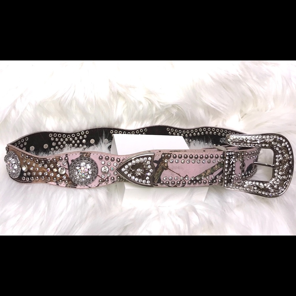 Bling Bling! Gorgeous Nocona Leather Belt Sz Small